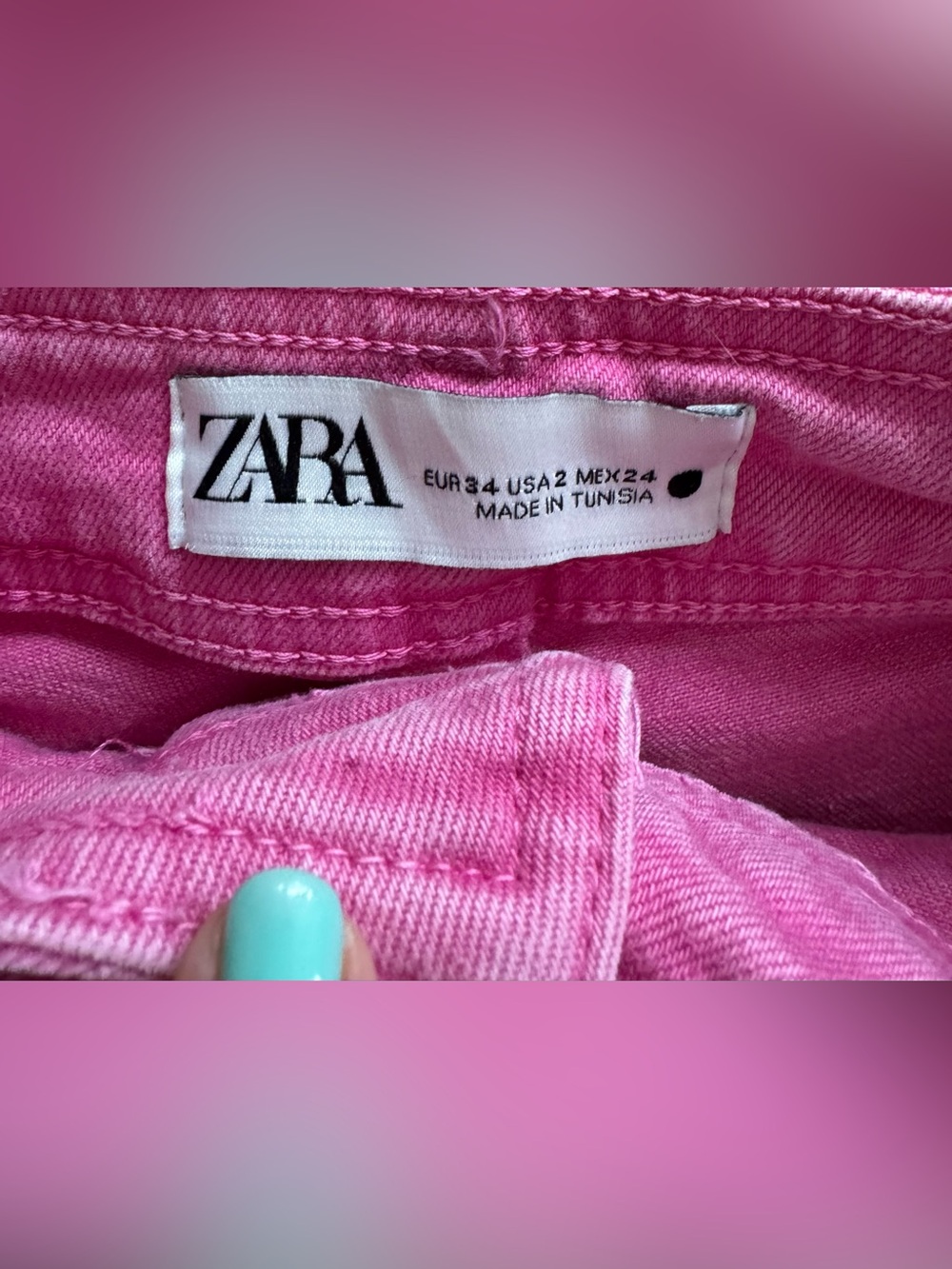 Zara Women’s Viral High Rise Wide Leg Pink Jeans - Size 2/24” Waist - Picture 4 of 4